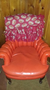 Grandpa Hoot's chair. We found out from Grandma Helen that he had it recovered with this 70's vintage covering.